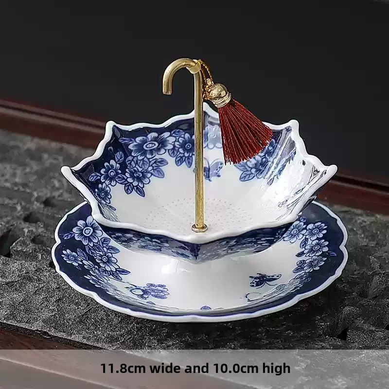 Coffee Tea Infuser - Chinese Blue White Porcelain Umbrella Shape