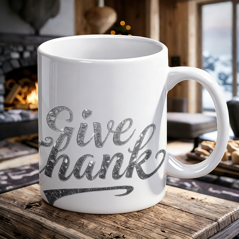 Silver Foil Font 'Give Thanks' - Coffee Tea Font 评论和价格
