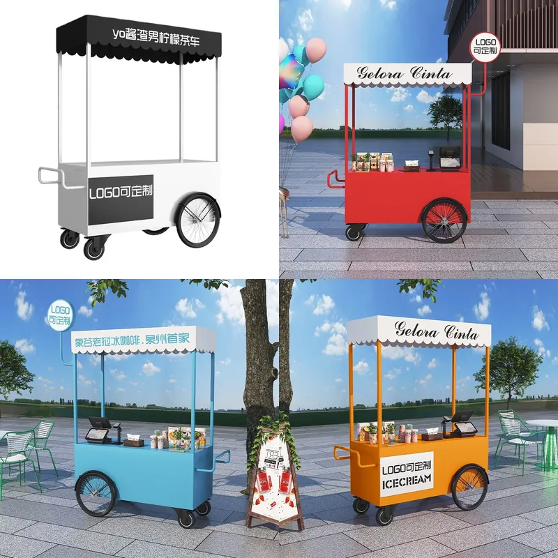 Mobile Food Cart Snack Trolley - Coffee Tea Vendor 评论和价格